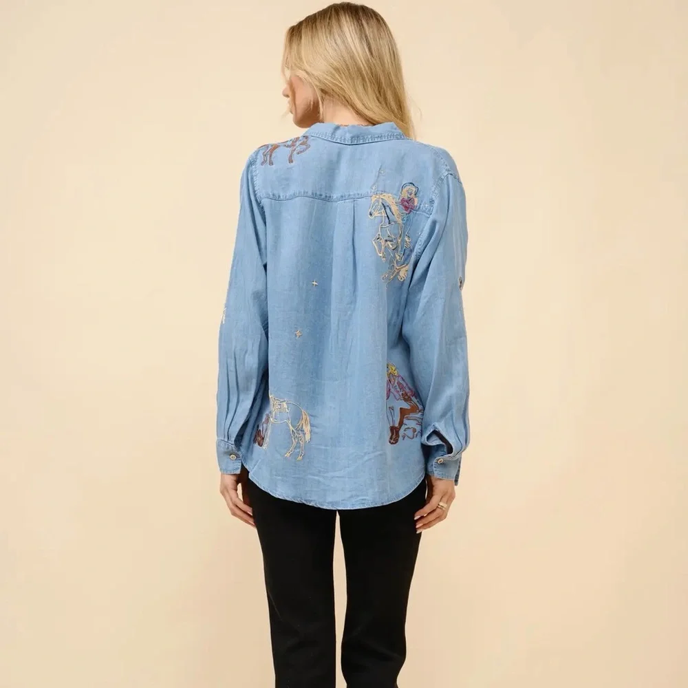 Western Embroidered Button-Up Jacket - Picture 7 of 9